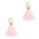 Mini Kwastje Ibiza style 1cm Gold-light pink